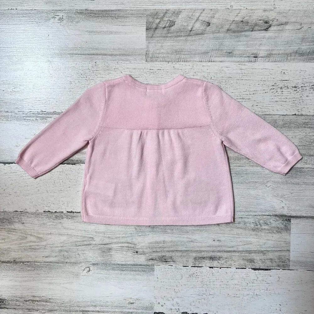 Angel Dear Cardigan Baby Girls 6-12M Pink Cotton Hedgehog Embroidered Sweater